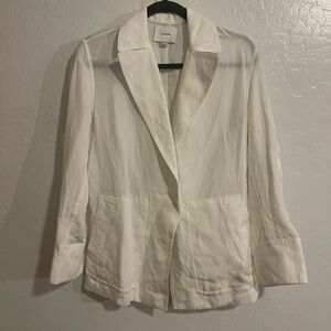 Vince White Linen-Blend Tailored Blazer